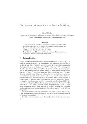 On the Composition of Some Arithmetic Functions, II