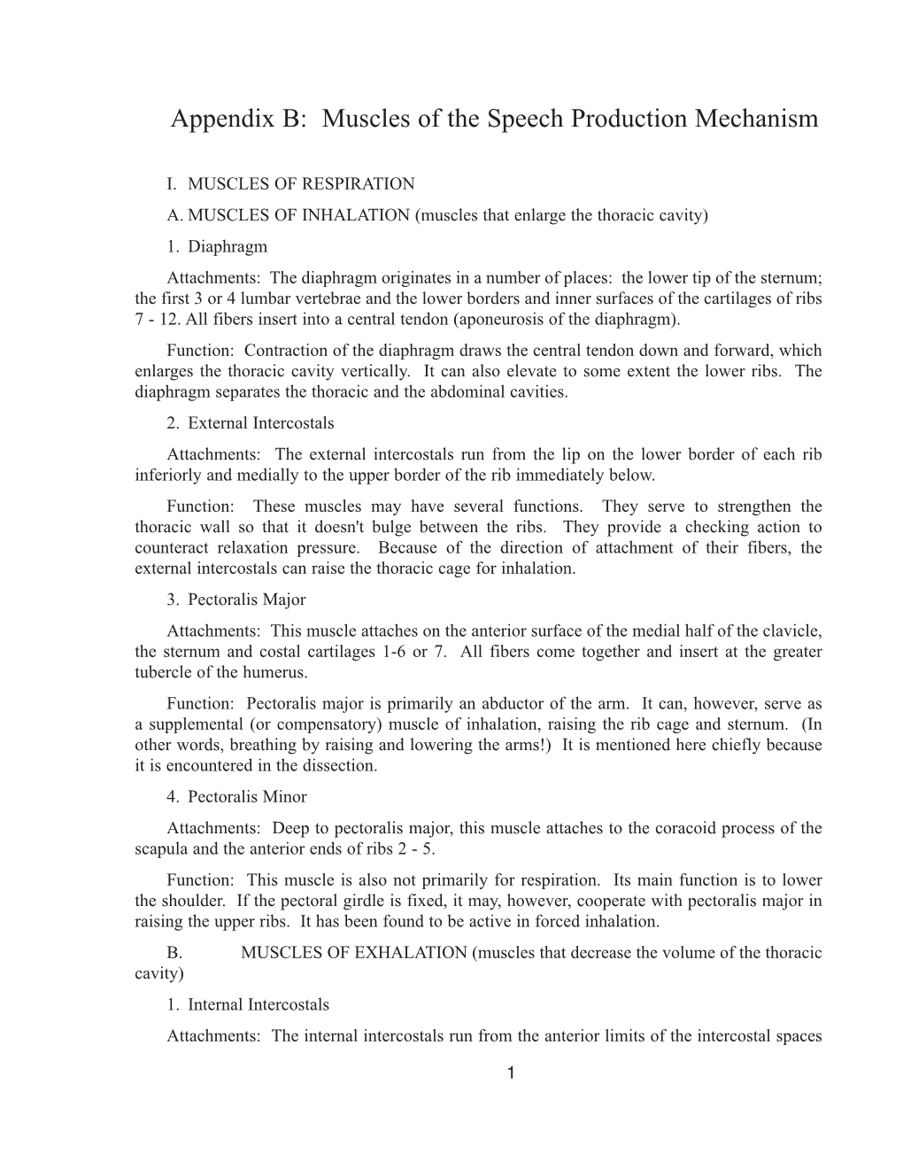 Appendix B: Muscles of the Speech Production Mechanism
