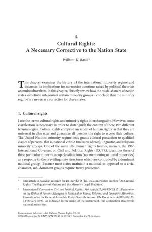 4 Cultural Rights: a Necessary Corrective to the Nation State