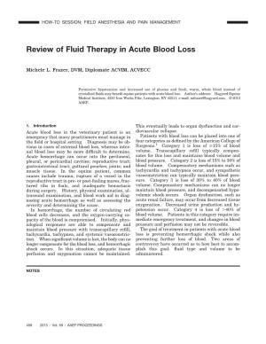 Review of Fluid Therapy in Acute Blood Loss
