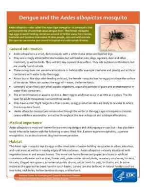 Dengue and the Aedes Albopictus Mosquito