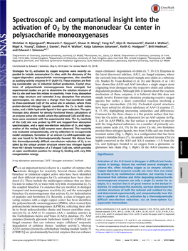 Spectroscopic and Computational Insight Into the Activation of O2 by the Mononuclear Cu Center in Polysaccharide Monooxygenases