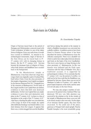 Saivism in Odisha
