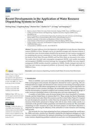 Recent Developments in the Application of Water Resource Dispatching Systems in China