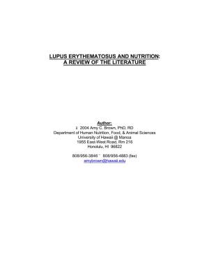 Lupus Erythematosus and Nutrition: a Review of the Literature