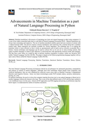 Advancements in Machine Translation As a Part of Natural Language Processing in Python