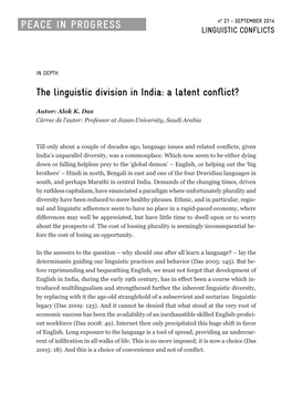 The Linguistic Division in India: a Latent Conflict?