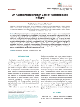 An Autochthonous Human Case of Fasciolopsiasis in Nepal