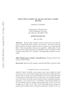 Arxiv:2105.06358V1 [Math.FA] 13 May 2021 Xml,I 2 H.3,P 31.I 7,Qudﬁe H Ocp Fa of Concept the [7]) Deﬁned in Qiu Complete [7], Quasi-Fast for in As See (Denoted 1371]