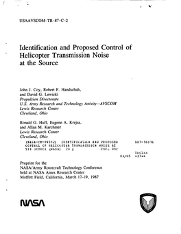 Identification and Proposed Control of Helicopter Transmission Noise at the Source