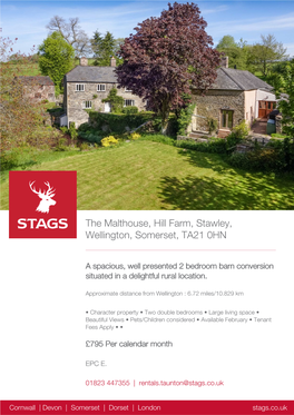 The Malthouse, Hill Farm, Stawley, Wellington, Somerset, TA21 0HN