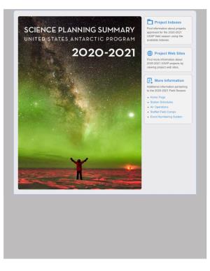 2020-2021 Science Planning Summaries