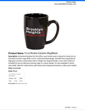 Product Name 14 Oz Riviera Ceramic Mug/Black