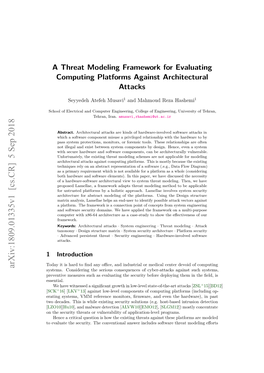 A Threat Modeling Framework for Evaluating Computing Platforms Against Architectural Attacks