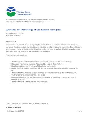 Anatomy and Physiology of the Human Knee Joint