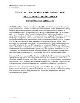 Oklahoma Police Pension and Retirement Fund Statement Of