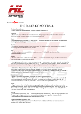 THE RULES of KORFBALL Field of Play and Bench - Field