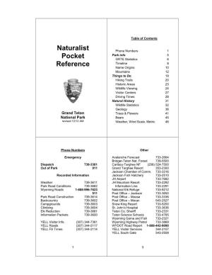 Naturalist Pocket Reference