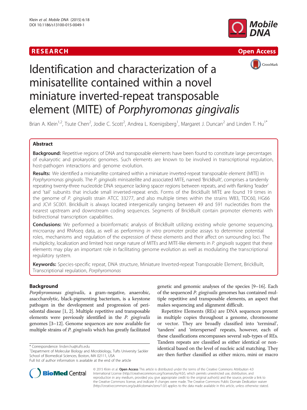 Identification and Characterization of a Minisatellite Contained Within A