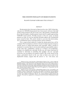 The Constitutionality of Design Patents