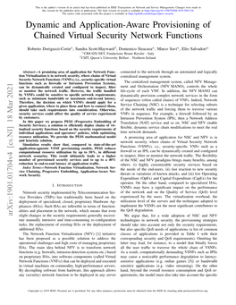 Dynamic and Application-Aware Provisioning of Chained Virtual Security Network Functions
