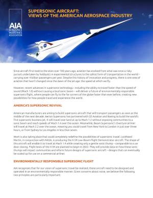 Supersonic Aircraft: Views of the American Aerospace Industry