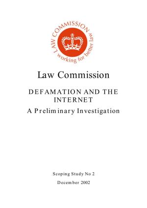 Defamation and the Internet: Scoping Study