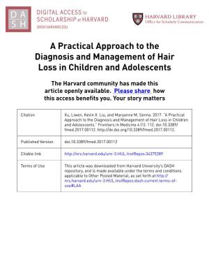 A Practical Approach to the Diagnosis and Management of Hair Loss in Children and Adolescents