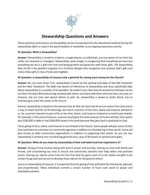 Stewardship Questions and Answers
