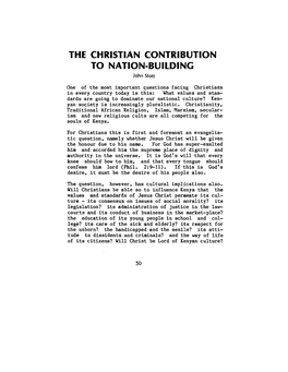 John Stott, "The Christian Contribution to Nation Building,"