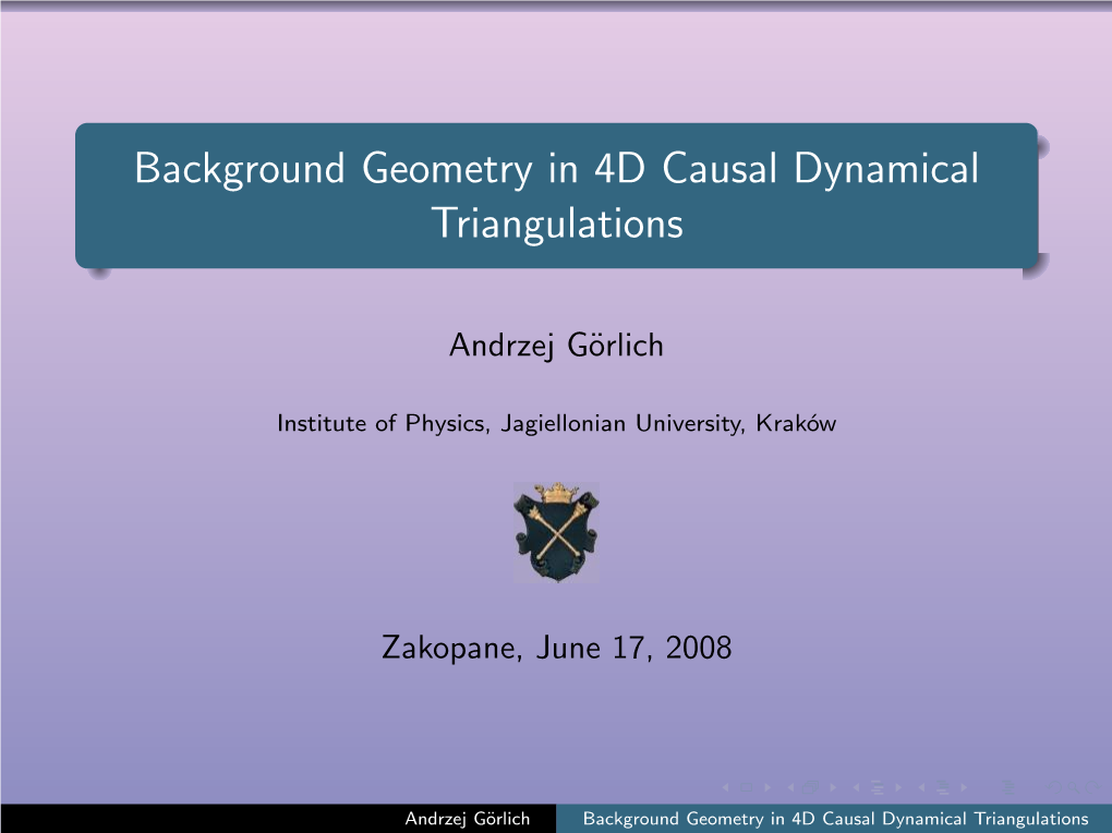 Background Geometry in 4D Causal Dynamical Triangulations