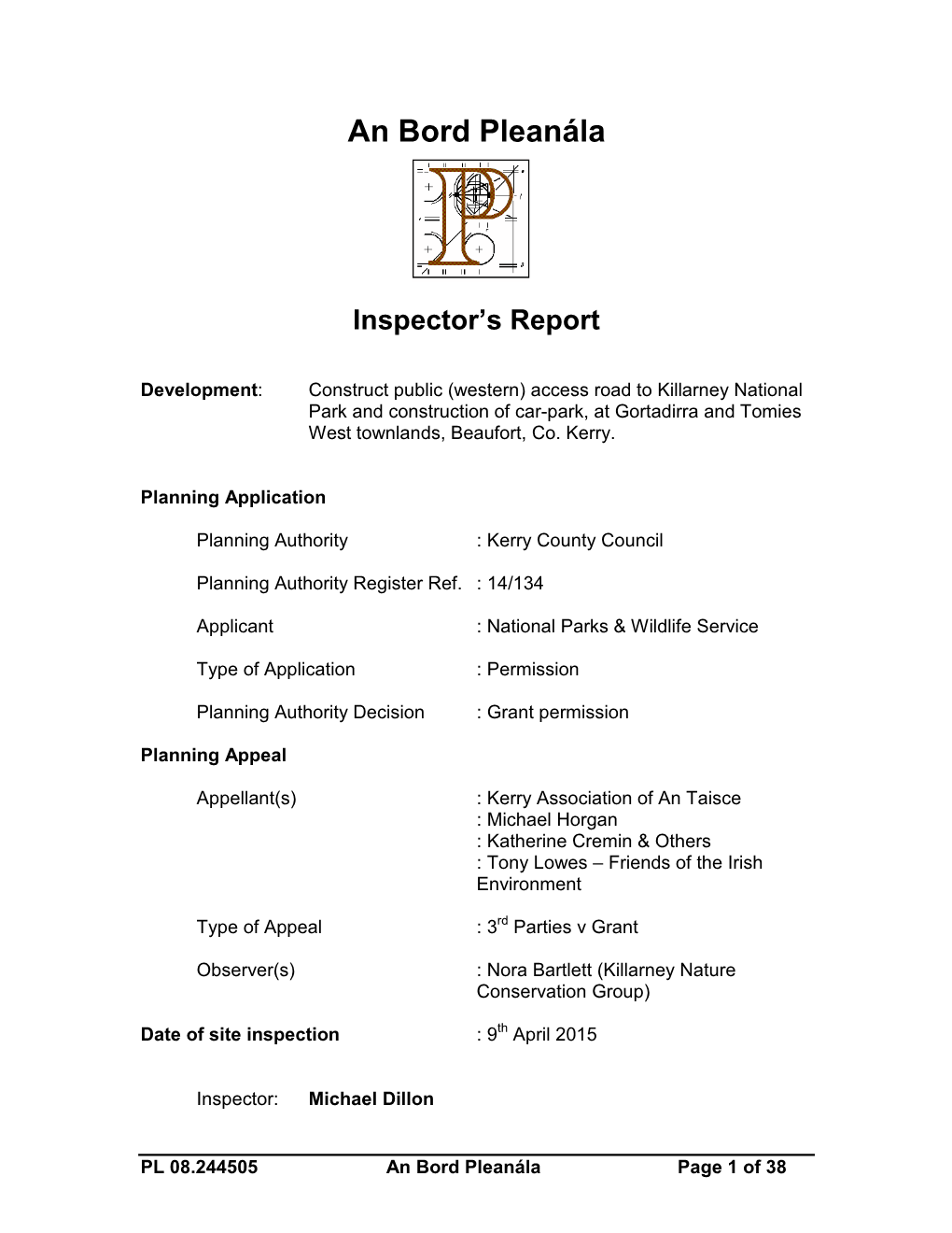 An Bord Pleanála Inspector's Report