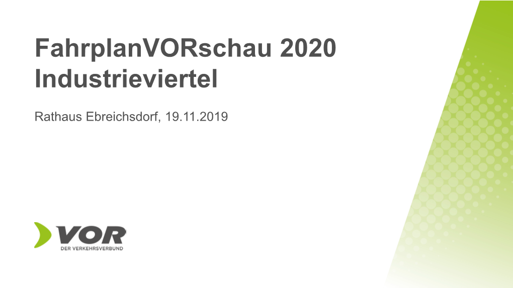 Fahrplanvorschau 2020 Industrieviertel