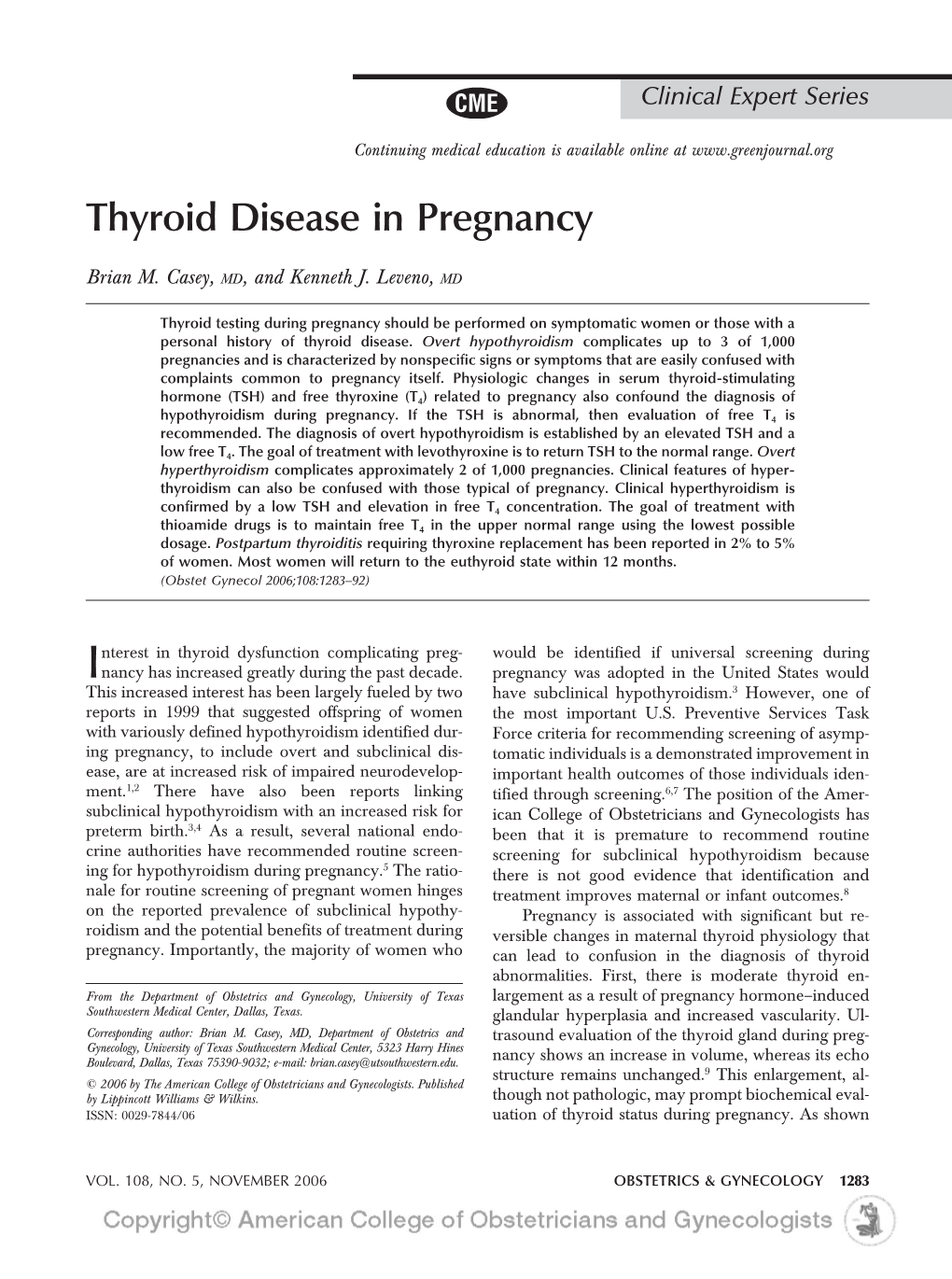 Thyroid Disease in Pregnancy