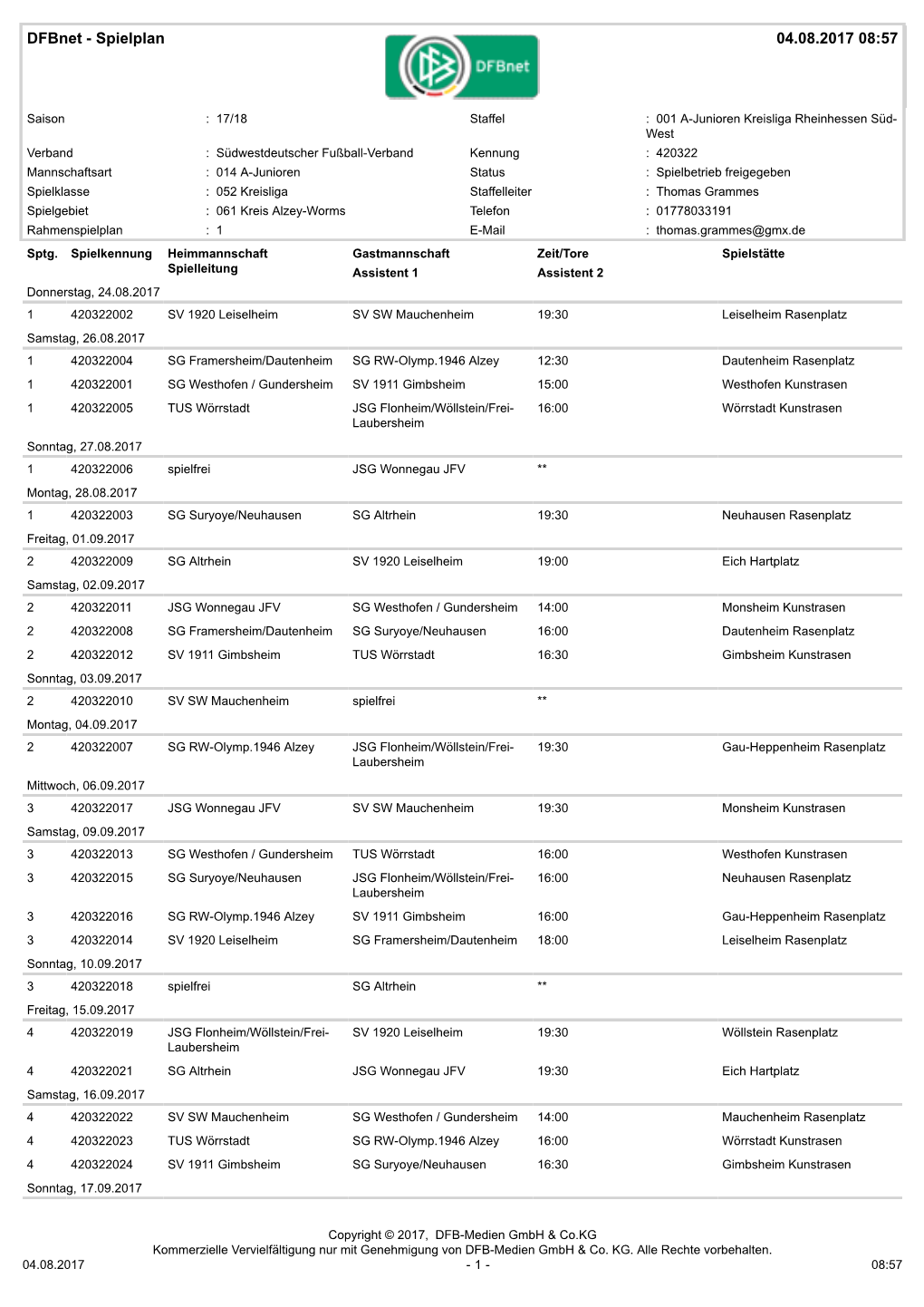 Dfbnet - Spielplan 04.08.2017 08:57