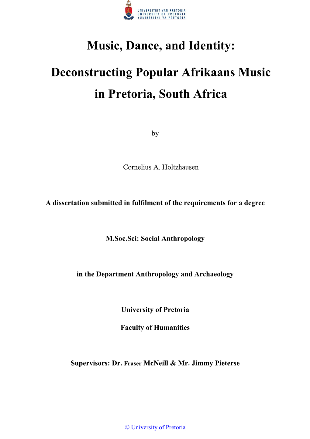 Deconstructing Popular Afrikaans Music In