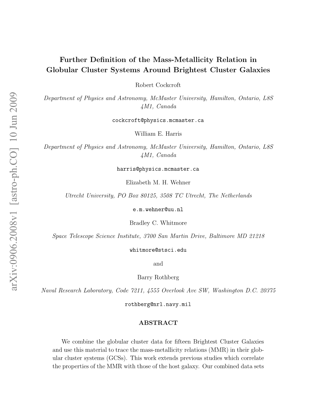 Further Definition of the Mass-Metallicity Relation In