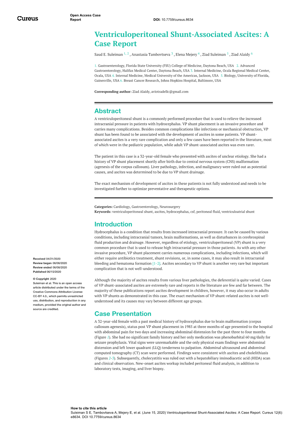 Ventriculoperitoneal Shunt-Associated Ascites: a Case Report