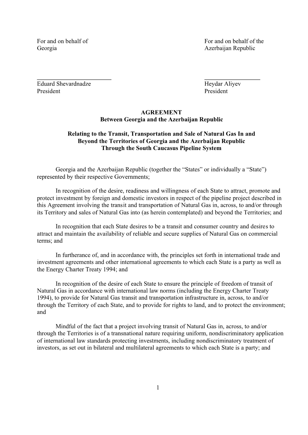 Azerbaijan-Georgia Intergovernmental Agreement Pdf / 44.5 KB