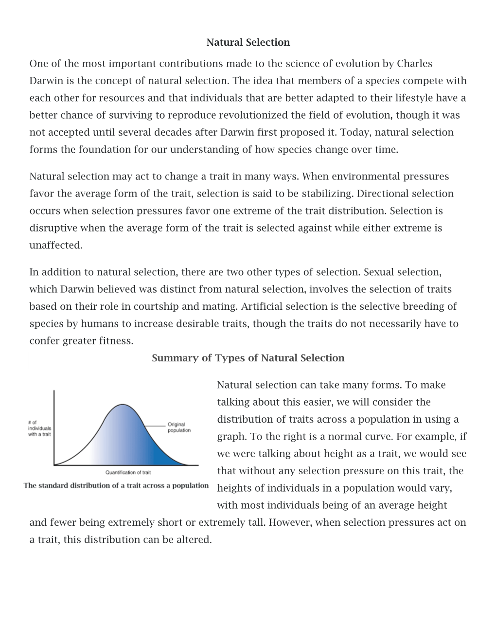 Natural Selection One of the Most Important Contributions Made to The