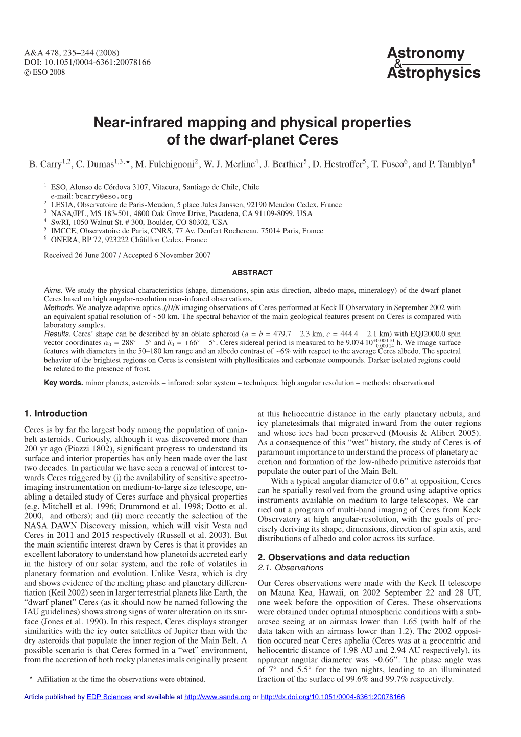 Near-Infrared Mapping and Physical Properties of the Dwarf-Planet Ceres