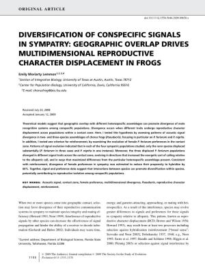 Diversification of Conspecific Signals in Sympatry: Geographic Overlap Drives Multidimensional Reproductive Character Displacement in Frogs