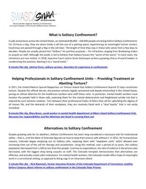 What Is Solitary Confinement? Helping Professionals in Solitary