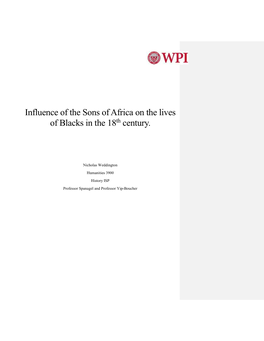 Influence of the Sons of Africa on the Lives of Blacks in the 18Th Century