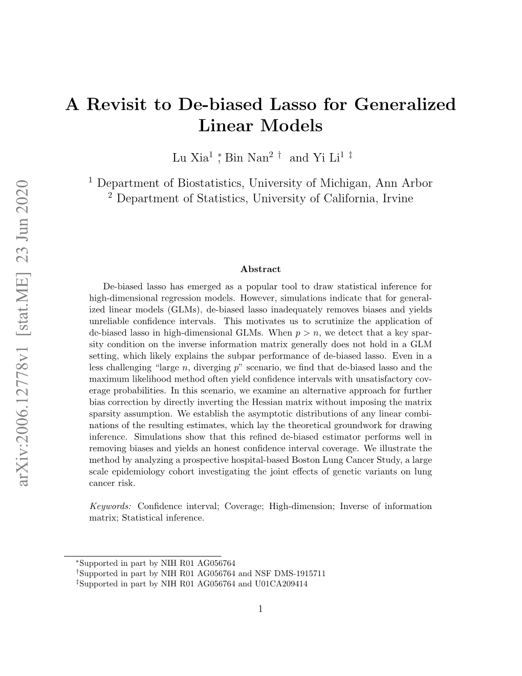 A Revisit to De-Biased Lasso for Generalized Linear Models