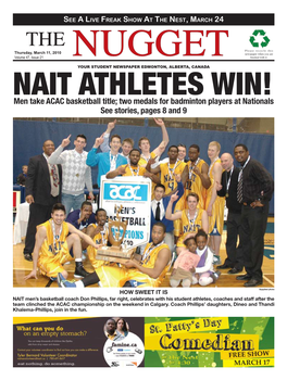 Men Take ACAC Basketball Title; Two Medals for Badminton Players at Nationals See Stories, Pages 8 and 9