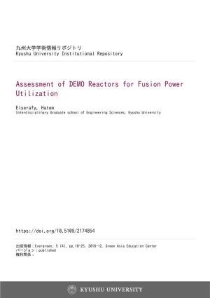Assessment of DEMO Reactors for Fusion Power Utilization