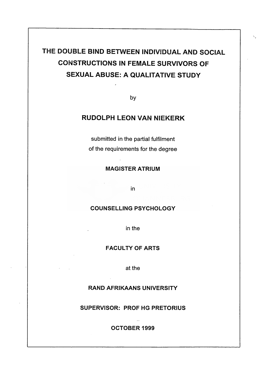 The Double Bind Between Individual and Social Constructions in Female Survivors of Sexual Abuse: a Qualitative Study