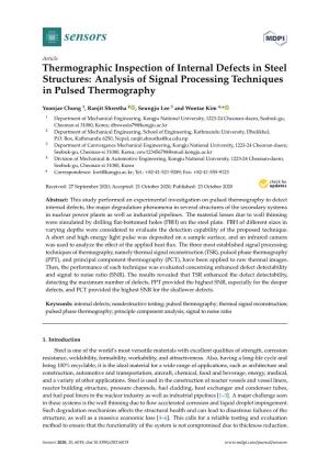 Thermographic Inspection of Internal Defects in Steel Structures: Analysis of Signal Processing Techniques in Pulsed Thermography