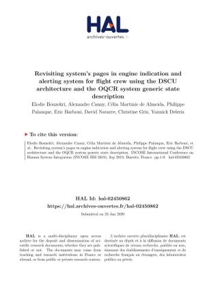 Revisiting System's Pages in Engine Indication and Alerting System for Flight Crew Using the DSCU Architecture and the OQCR System Generic State Description